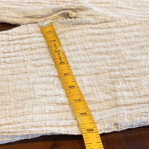 Novi Linen Knubby Slim Pants M/L Cream Striped Drawstring Beach Resort Bali Boho - Picture 10 of 12